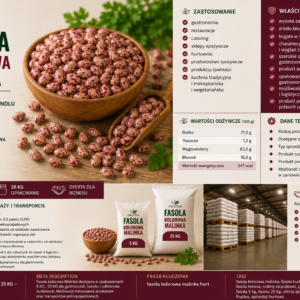 FASOLA KOLOROWA MALINKA 5 KG / 25 KG – PRODUKTY SYPKIE FRUCTOS - obrazek 3