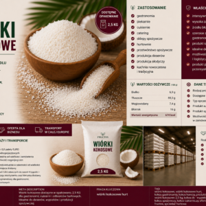 🌴 WIÓRKI KOKOSOWE 2,5 KG – PRODUKTY SYPKIE FRUCTOS - obrazek 2